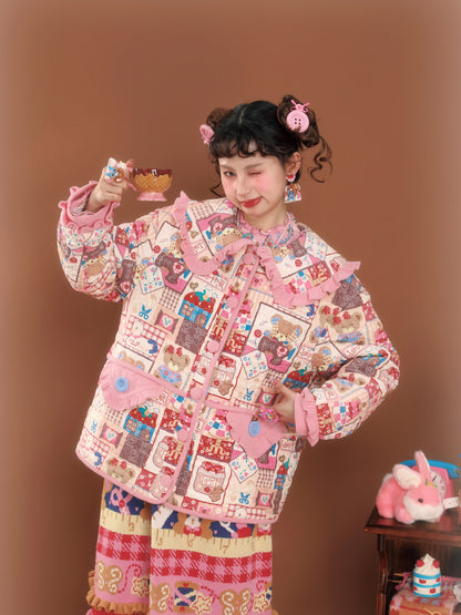 LutraJump - Decora Kei Patchwork Padded Jacket coat Lutra Jump