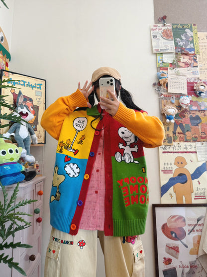 BIBULU - Kidcore Colorblock Cartoon Sweater cardigan BIBULU