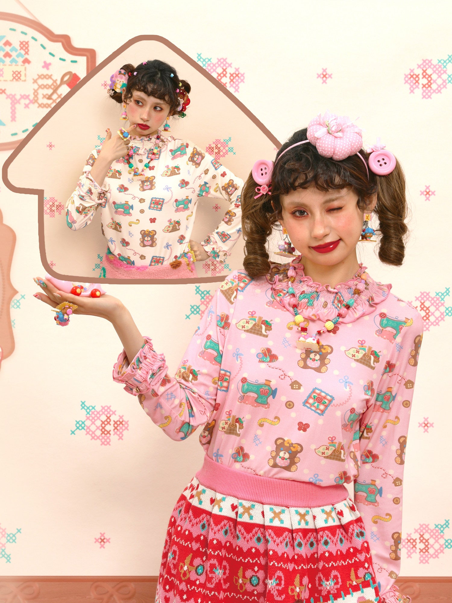 Lutra Jump - Decora Lace Collar Cotton Top shirt Lutra Jump