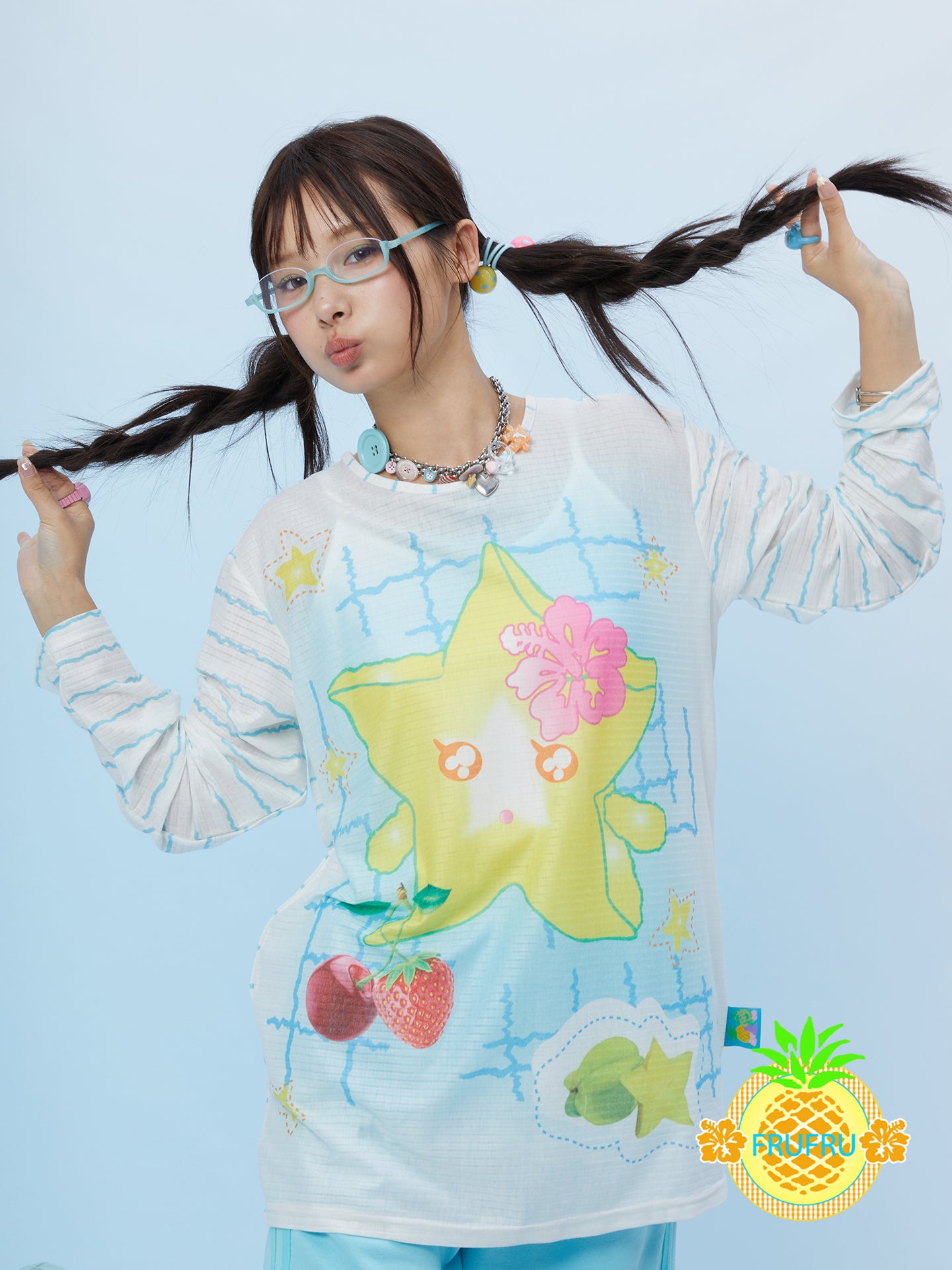 Frufru Starfruit Cartoon Print T-Shirt | Long Sleeve Kawaii Harajuku Top shirt frufru
