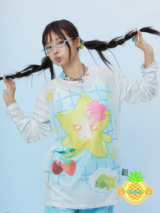 Frufru Starfruit Cartoon Print T-Shirt | Long Sleeve Kawaii Harajuku Top shirt frufru