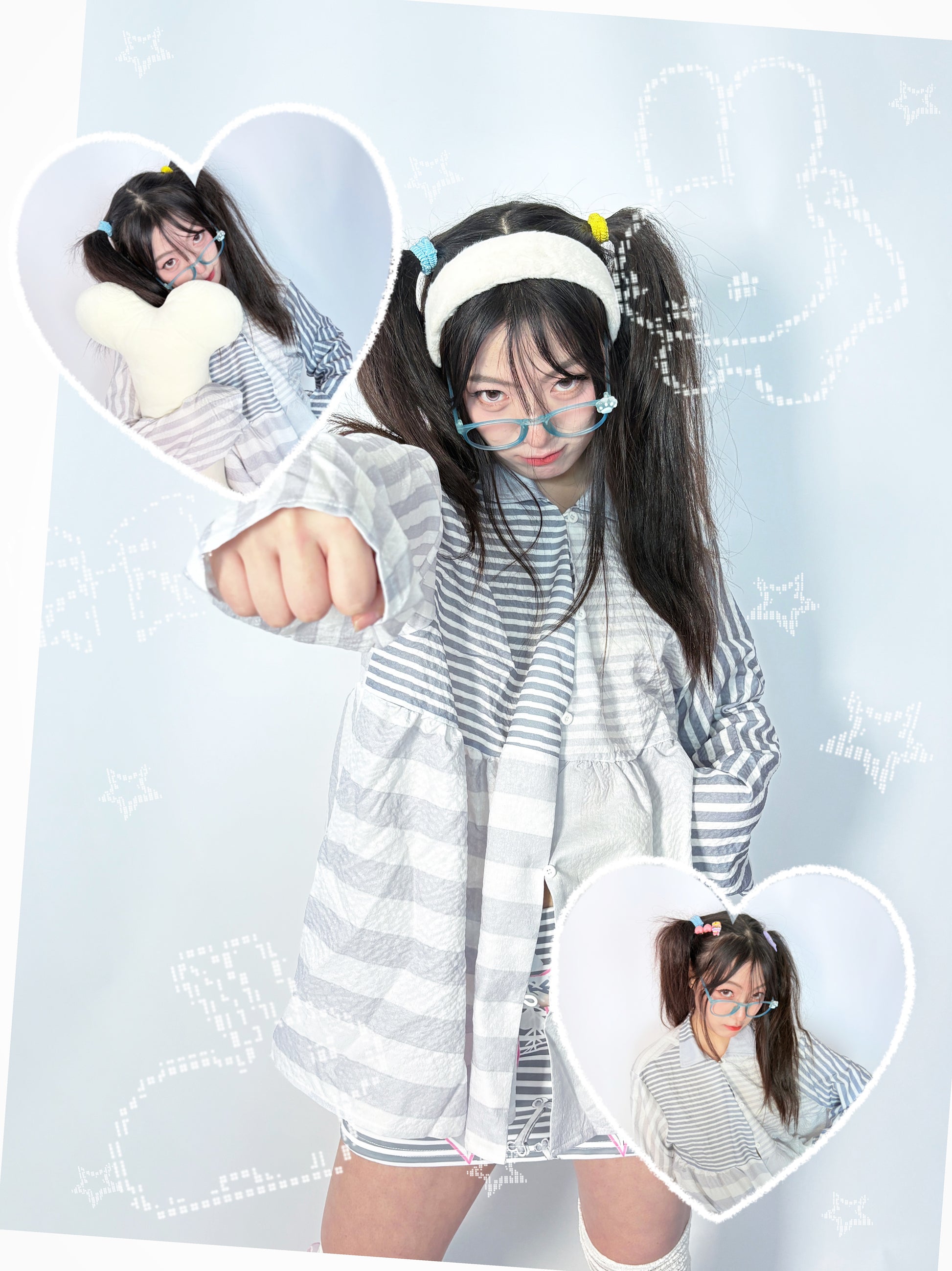 LEERROO Loose Striped Shirt | Harajuku Casual Long Sleeve Blouse shirt Leerroo