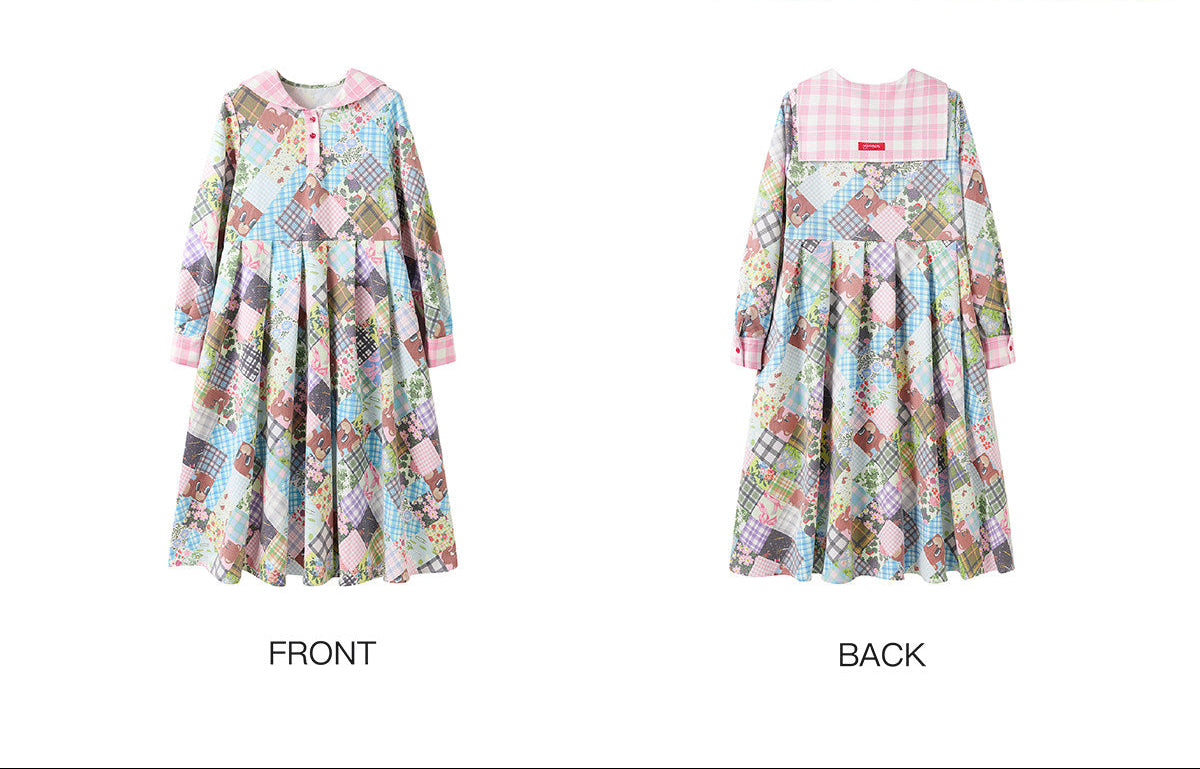 tntntutu - Teddy Patchwork Sailor Collar Dress dress tntntutu