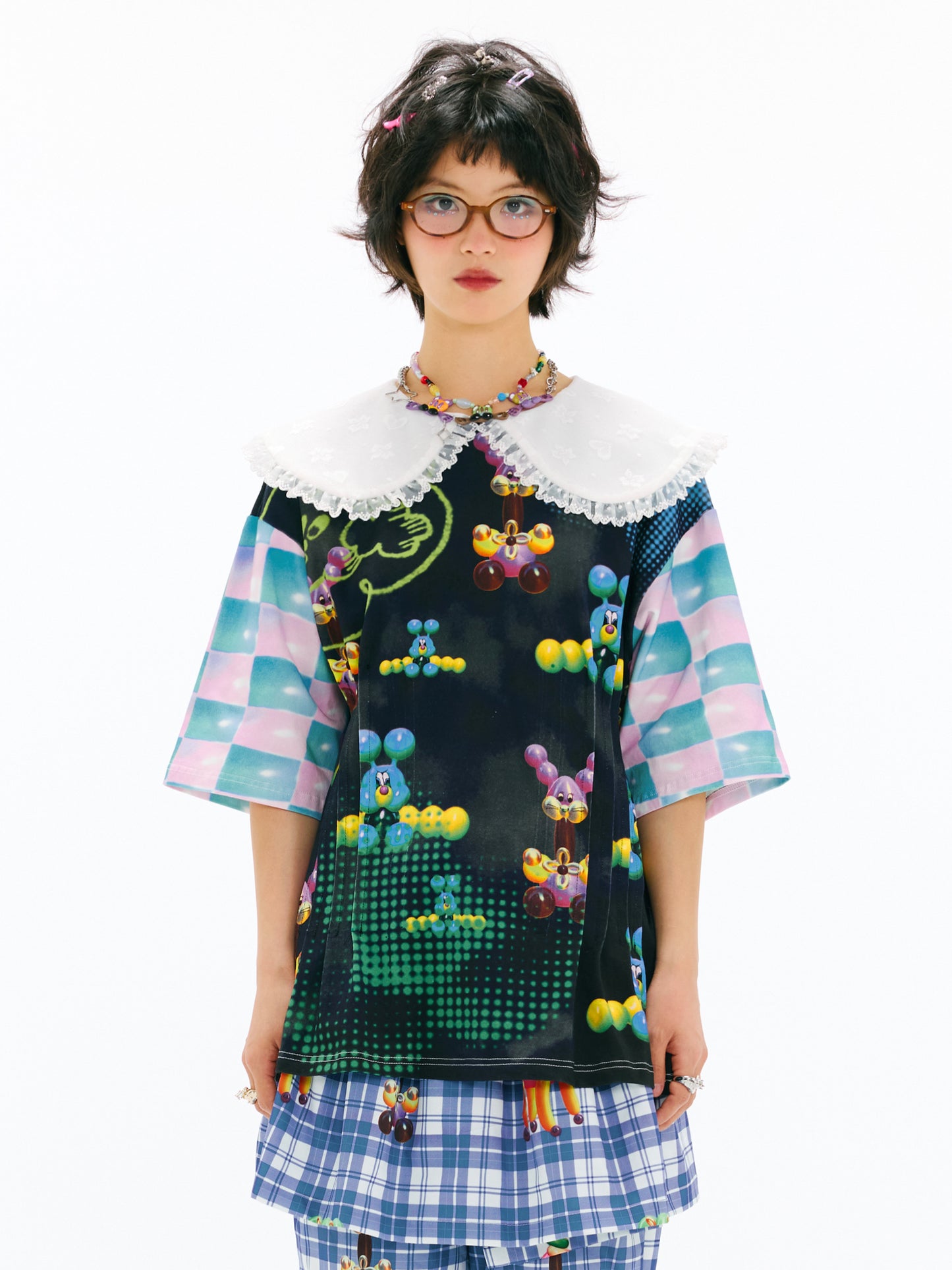 sillysis - Lace Collar Y2K Doll Tee shirt sillysis