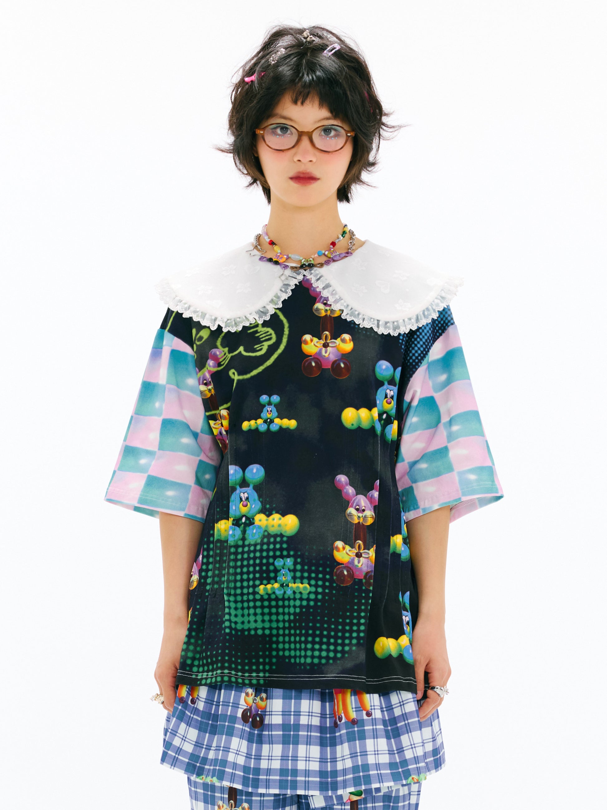 sillysis - Lace Collar Y2K Doll Tee shirt sillysis