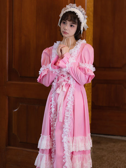 Nanjun Vintage - Pink Lolita Cotton Dress dress Nanjun Vintage