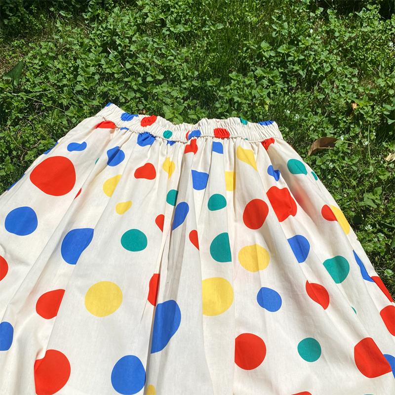 Toothshop - Rainbow Polka Dot A-Line Skirt skirt toothshop