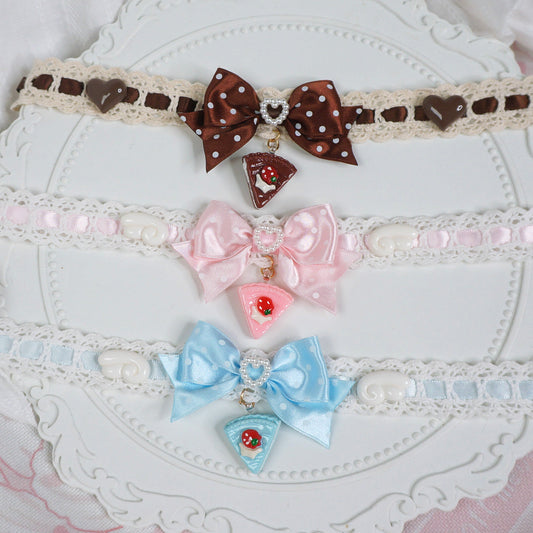 Maojiang - Cake Chocolate Bow Choker Necklace