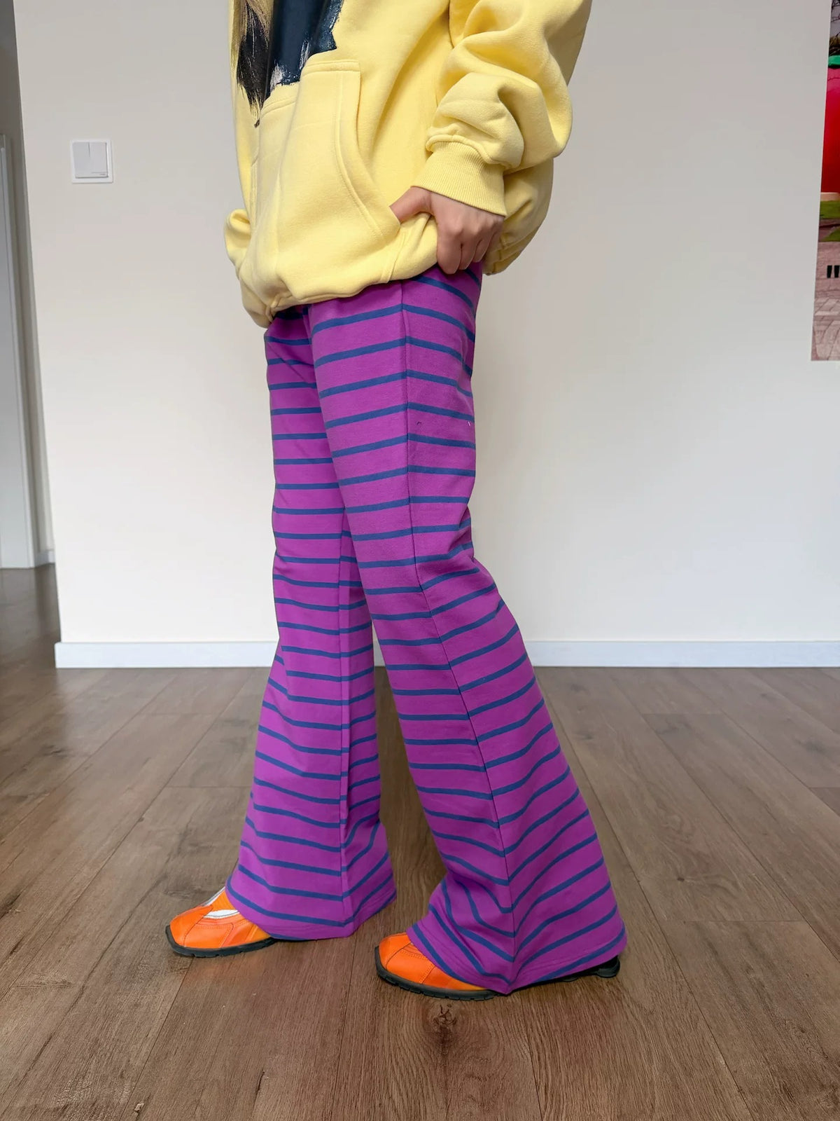 bunnybunnygun - Striped Wide-Leg Flare Pants PANTS bunnybunnygun
