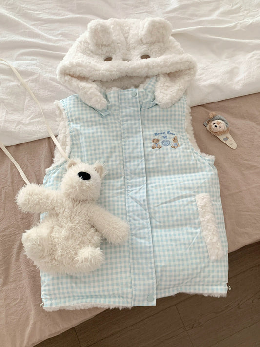 Blurred Bear - Reversible Hooded Padded Vest vest Blurred Bear