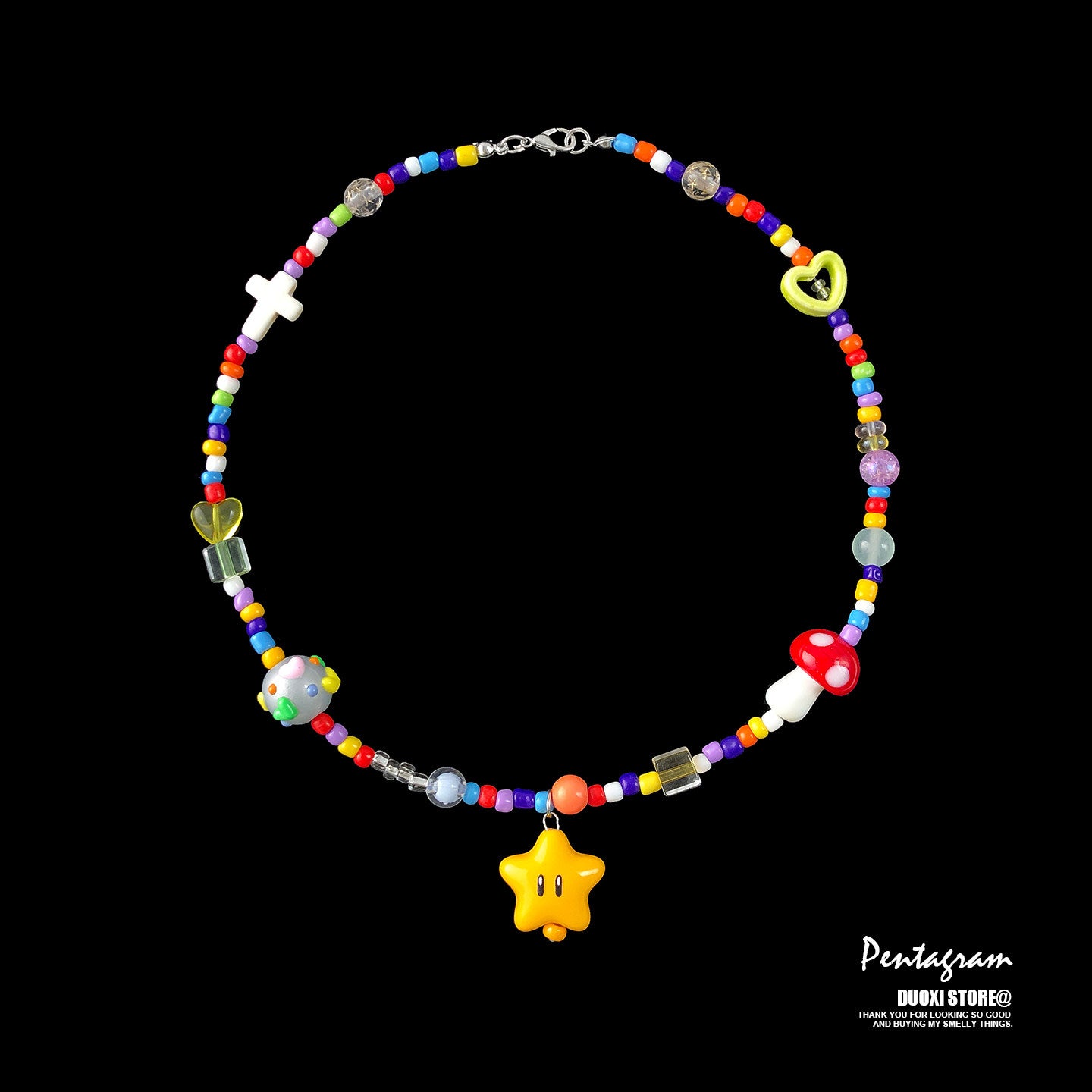 Duoxi - Kawaii Yellow Star Colorful Beaded Necklace necklace DuoXi