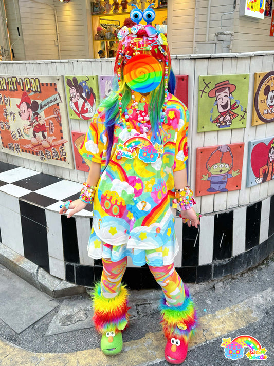 Rainbow Galaxy Rux - Decora Kei Shirt Skirt Socks Set set rainbow galaxy rux