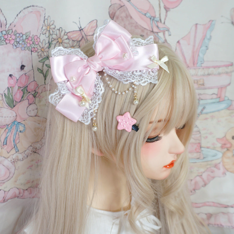 MaoJiang Lace Bow Pearl Hair Clip | Lolita Princess Headwear hair clip maojiang