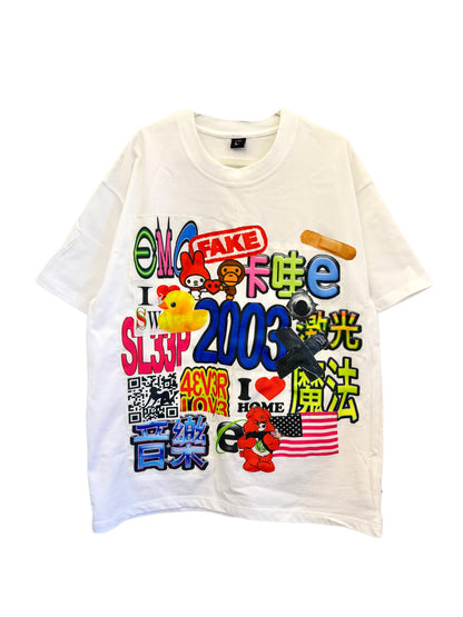 RedDevil - Y2K Patch Letter Graphic Tee shirt Red Devil