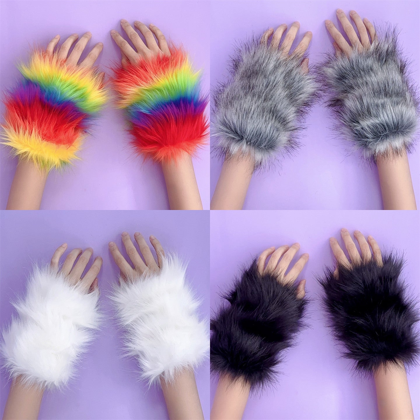 No Brand - Plush Fingerless Arm Warmers sleeves Captain Peach