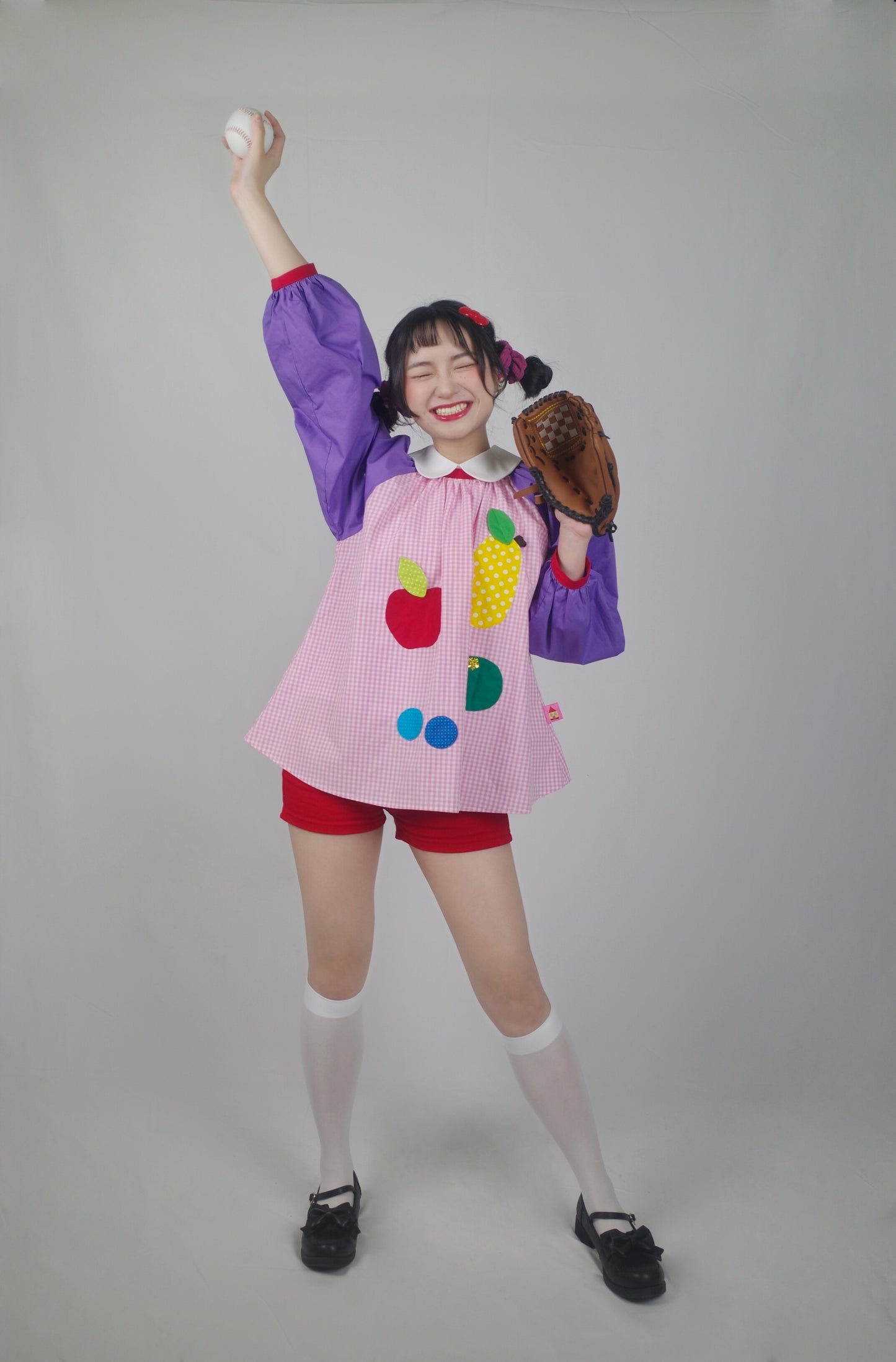 GOODBABY - Colorful Fruit Patchwork Purple Pullover Top overskirt goodbaby