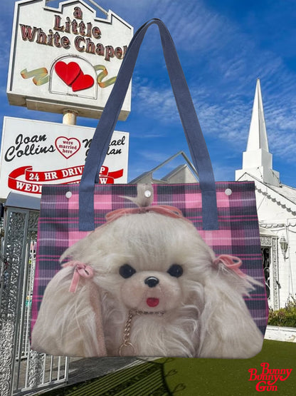 bunnybunnygun - Plaid Canvas Tote Bag bag bunnybunnygun
