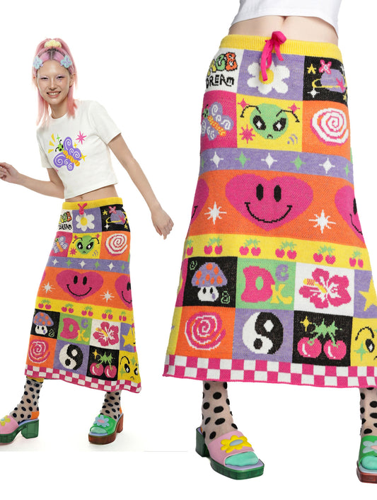 DeadEndKids - Decora Rainbow Knit Elastic Skirt skirt DeadEndKids