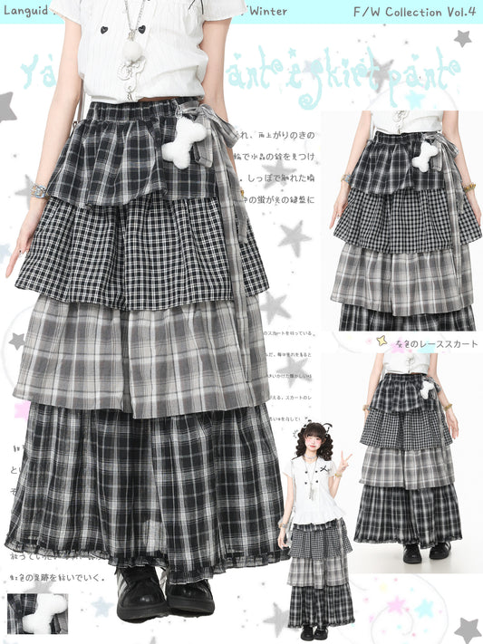 Languid Park - Plaid Tiered Maxi Skirt skirt Languid Park