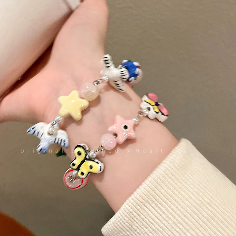 Decora Kei – Ceramic Butterfly Beaded Bracelet bracelet Flipped