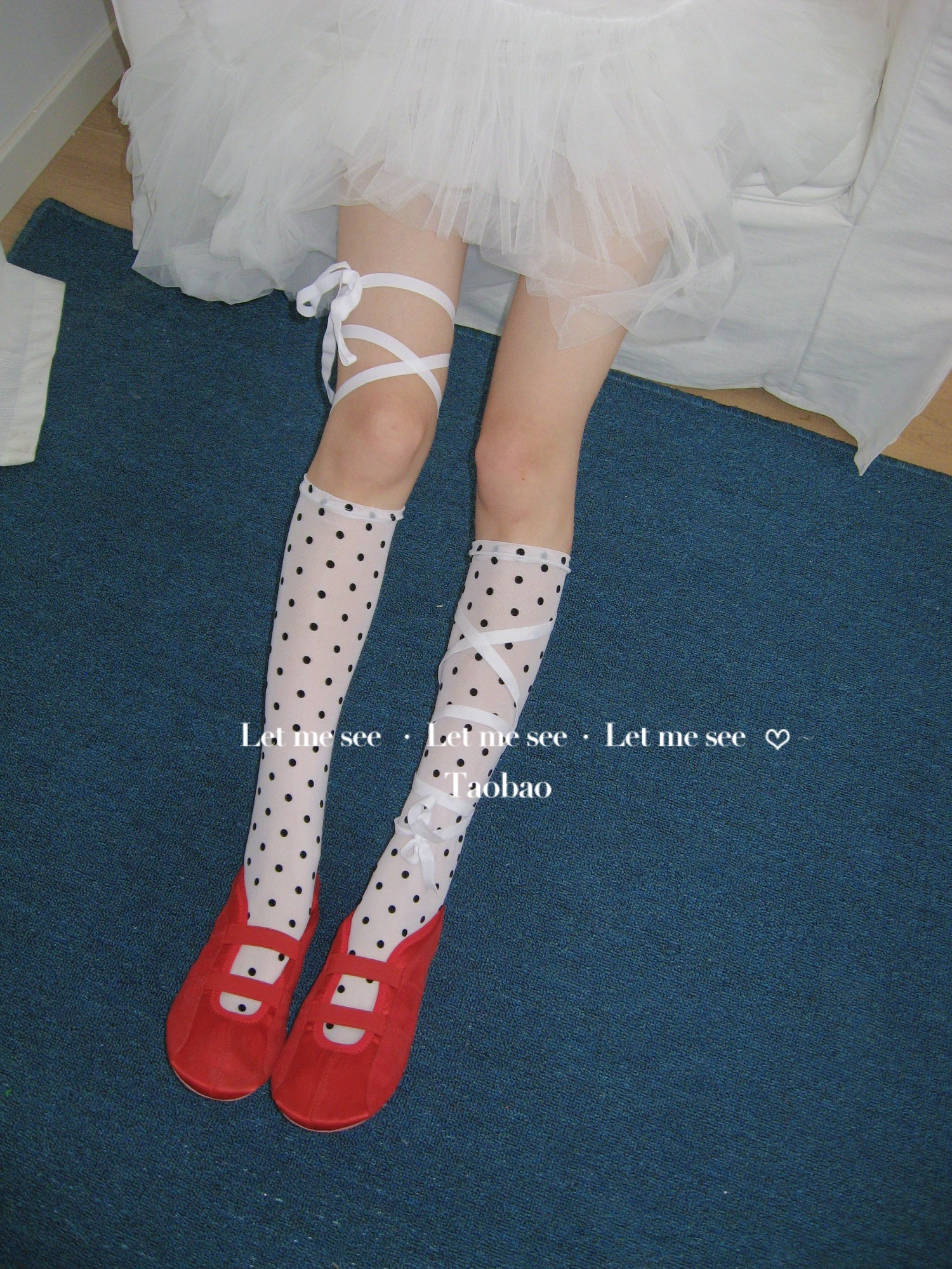 LET ME SEE - Y2K Polka Dot Tie-Up Mesh Calf Socks socks let me see
