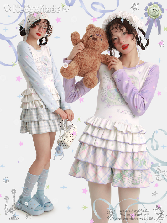 NeogoMade – Kawaii Star Print Ruffle Cake Dress dress NeogoMade