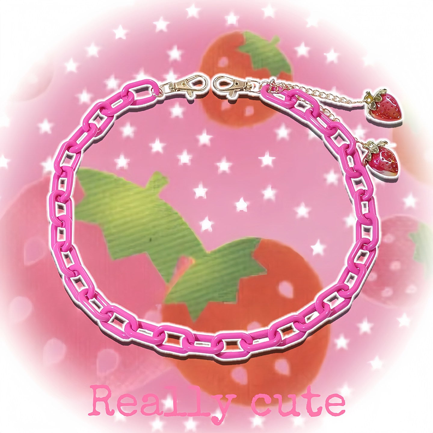 Strawberry Acrylic Pants Chain chain really cute