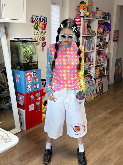 Decora Kei Mesh Shirt – Oversized Long Sleeve shirt bunnybunnygun