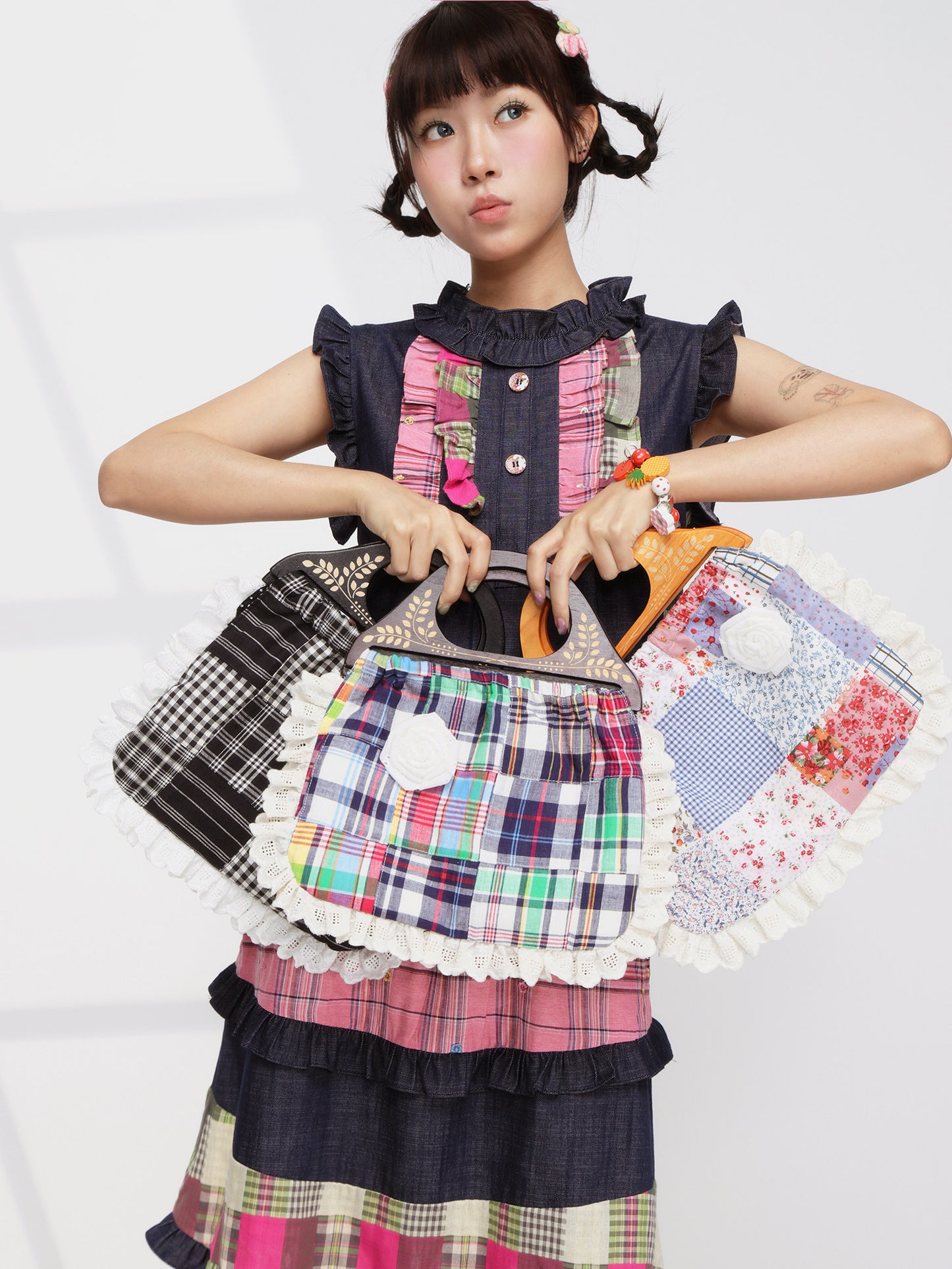 FRUITS - Plaid Patchwork Handbag bag Fruits