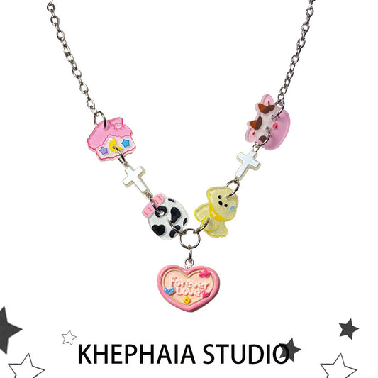 KHEPHAIA - Button Heart Charm Necklace