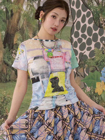 tntntutu - Kawaii Color Animal Reversible Top tee tntntutu