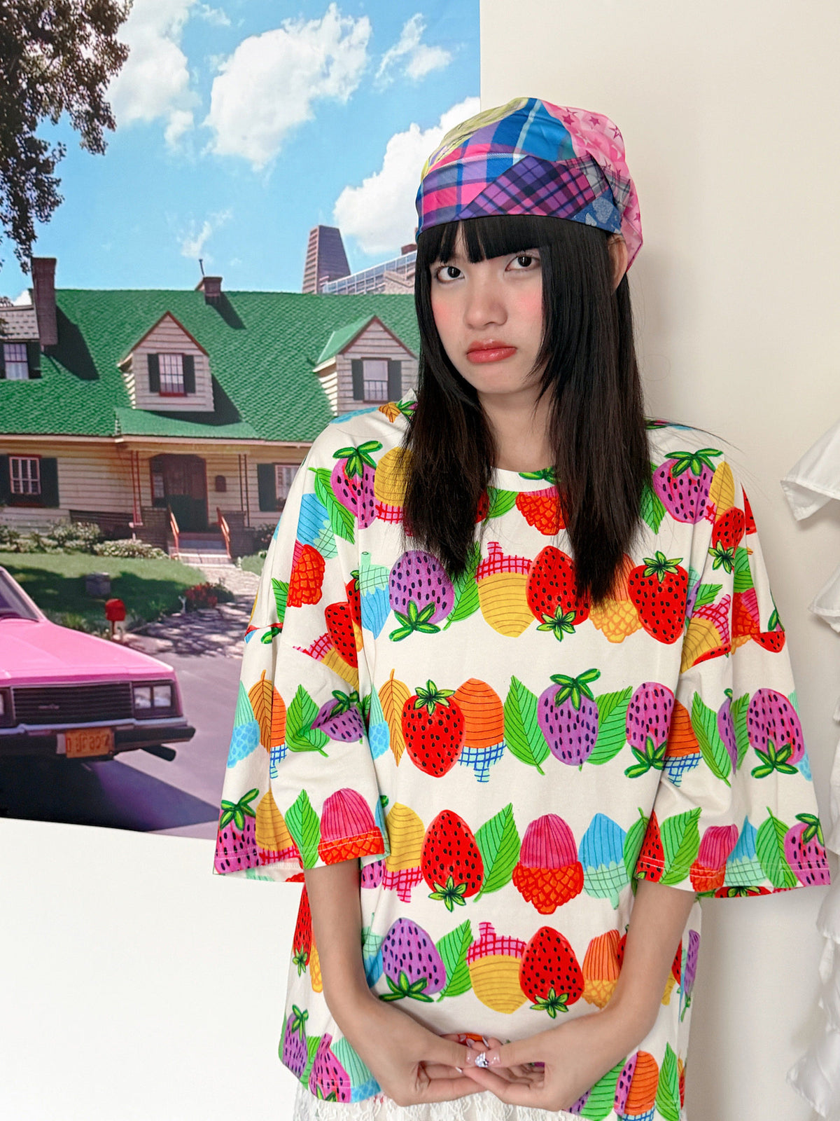 bunnybunnygun - Strawberry Oversized Graphic T-Shirt shirt bunnybunnygun