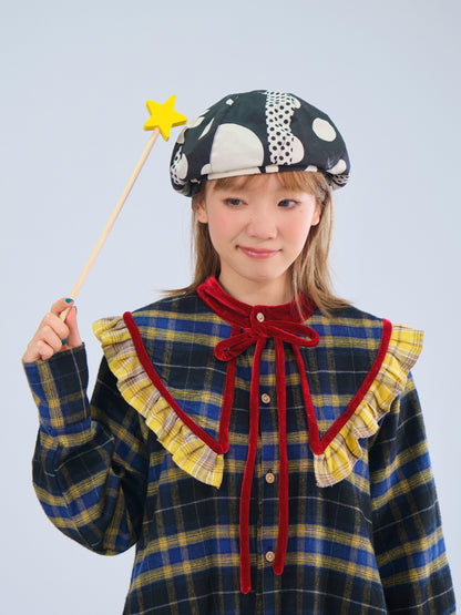 MeowMeow Bug - Vintage Plaid Bow Shirt Dress