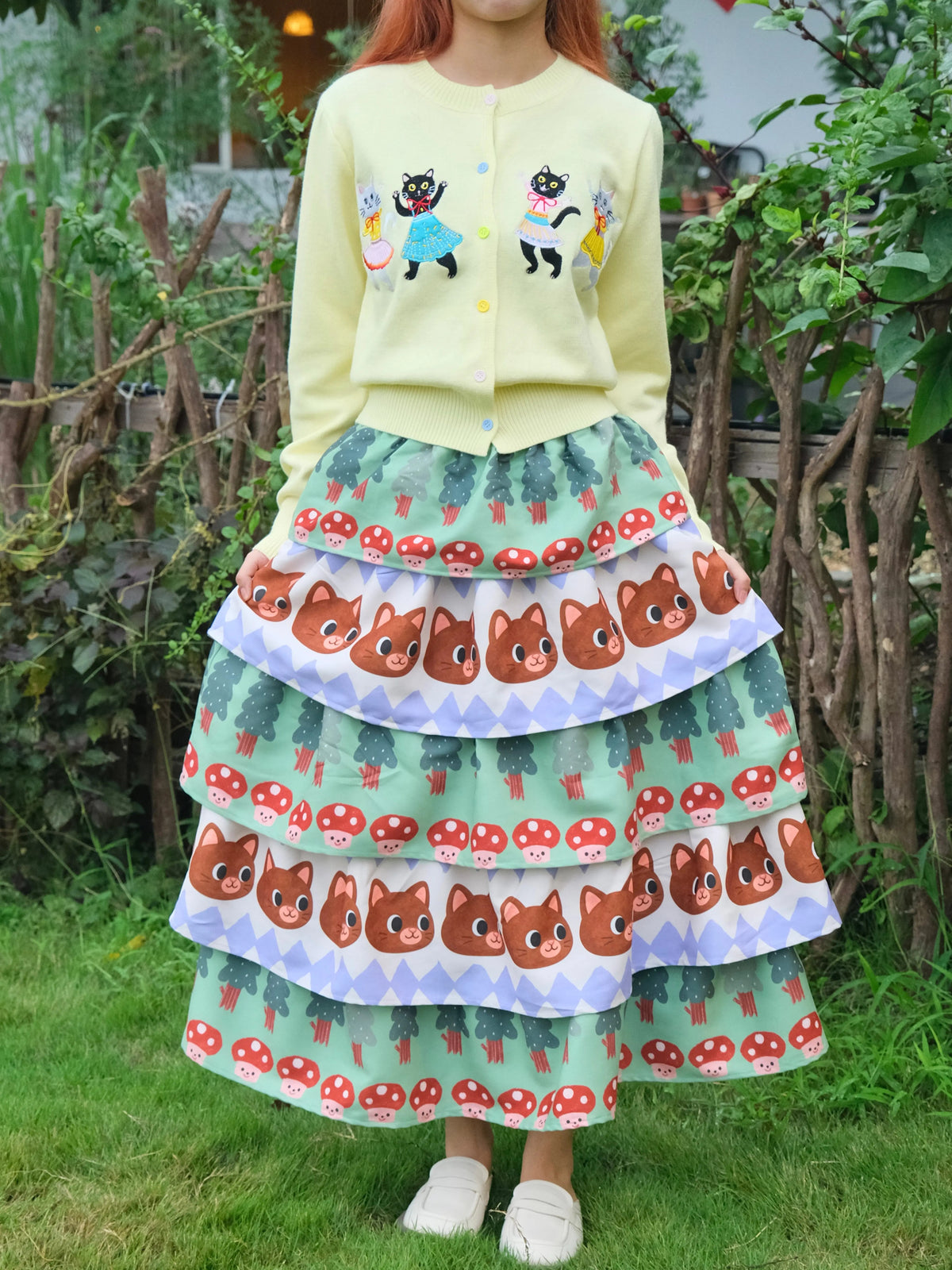 MeowMeow Bug - Mushroom Forest Cat Layered Cake Skirt skirt MeowMeow Bug