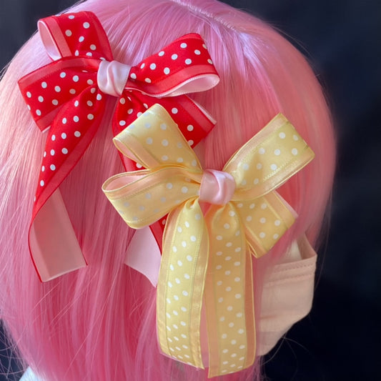 Bow Terminator Hair Clip | Polka Dot Multicolor Clips | Decora Kei Sweet Girl Hair Accessory hair clip Bow Terminator