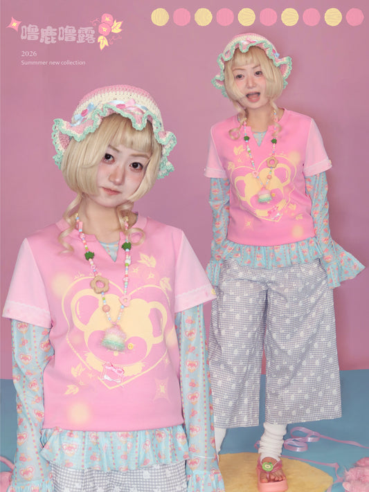 Lulululu - Pink Mouse Print Tee shirt LULULULU