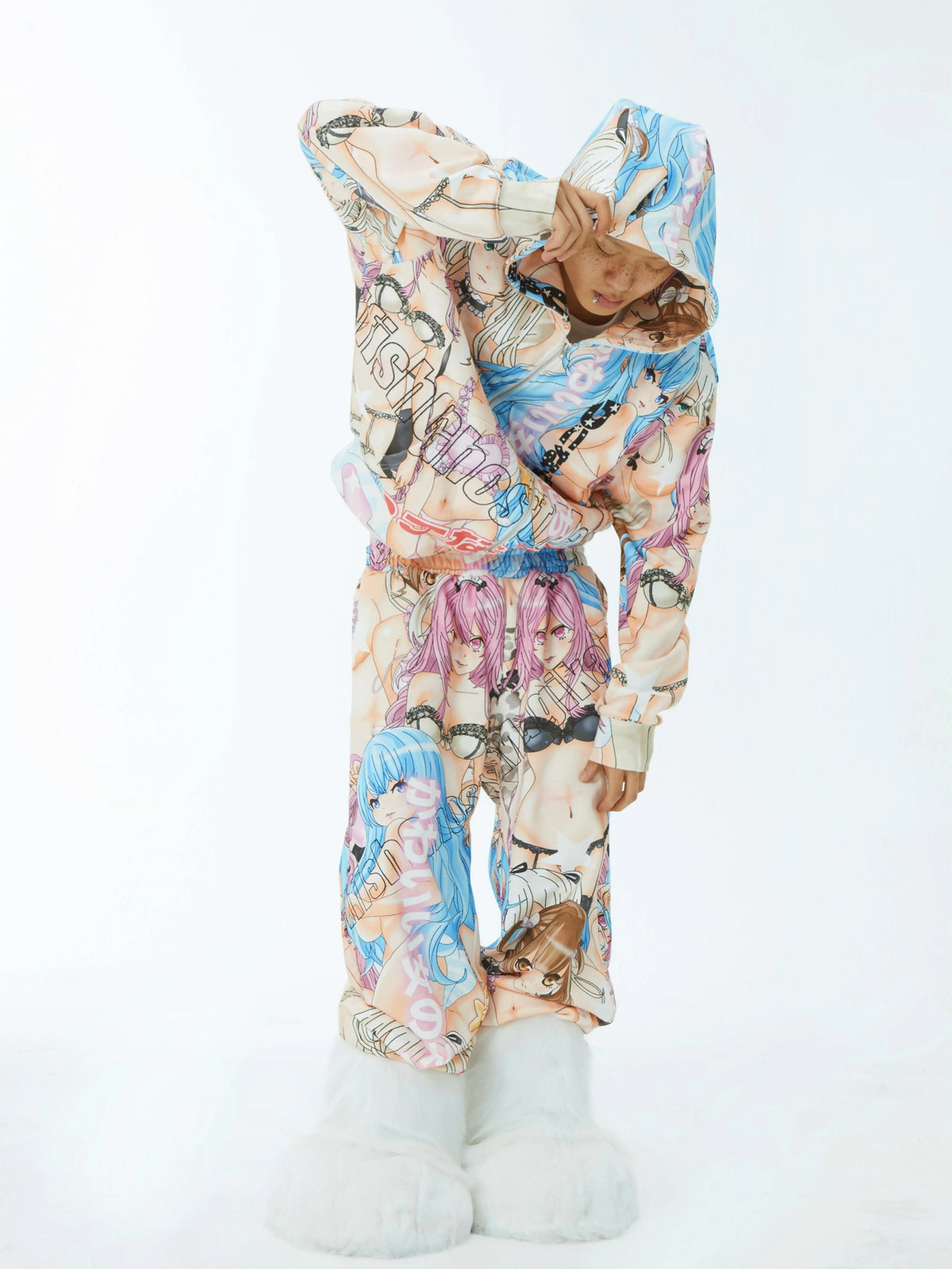 SelfishGhost - All-Over Print Zip Hoodie & Track Pants Set set SelfishGhost