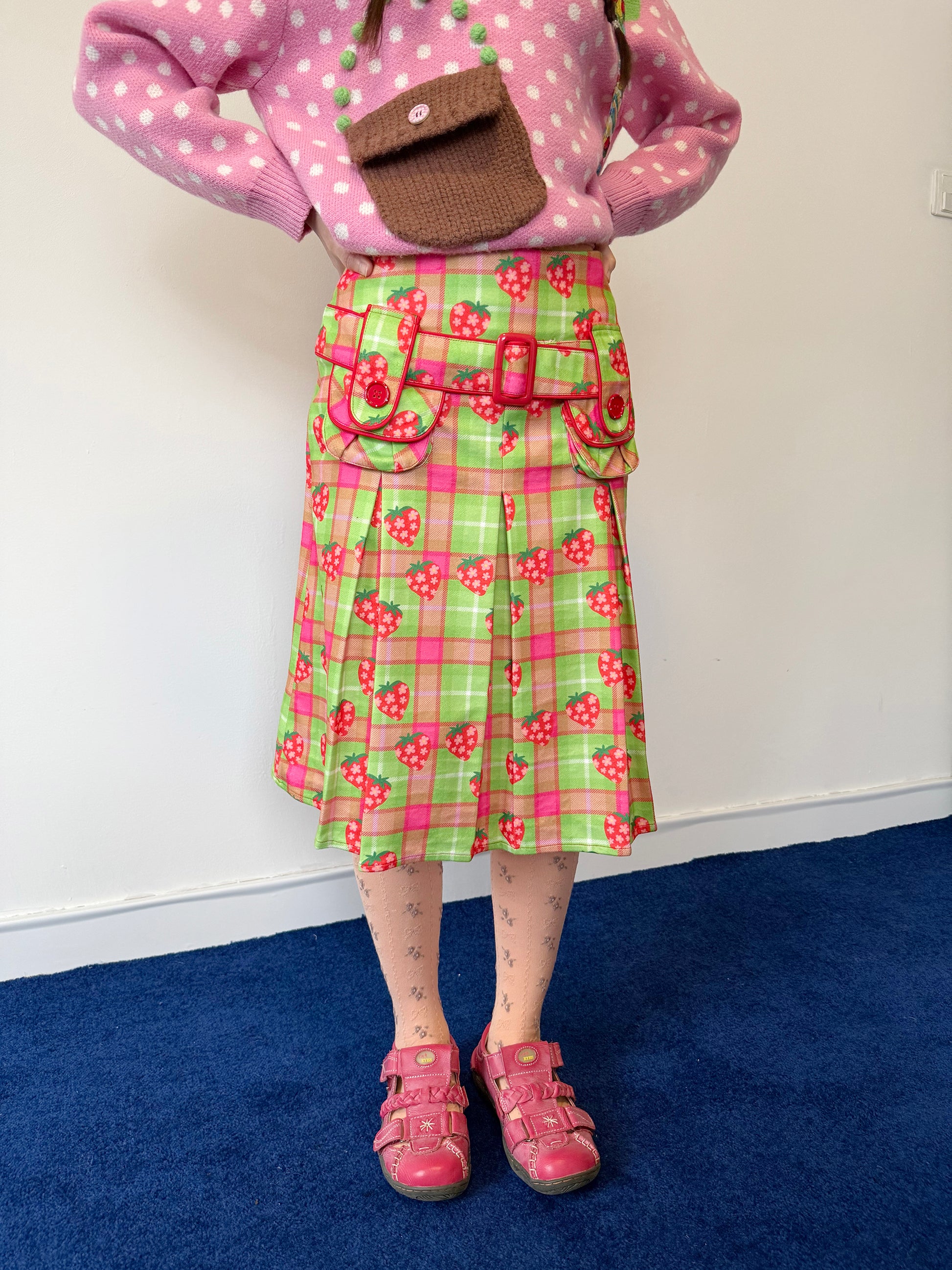 FRUITS - Kawaii Fruit Star Strawberry Print Skirt skirt Fruits
