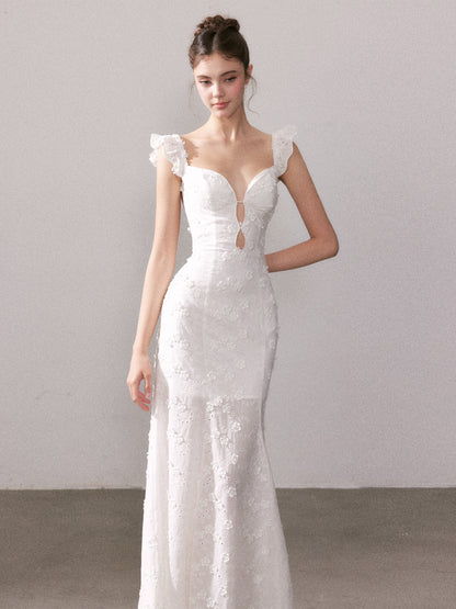 YZZI HE - Ivory Lace Floral Maxi Dress dress YZZI HE