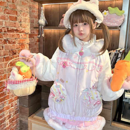 Bunny Planet - Cream Donut Bunny Ear Puffer Jacket coat bunnyplanet