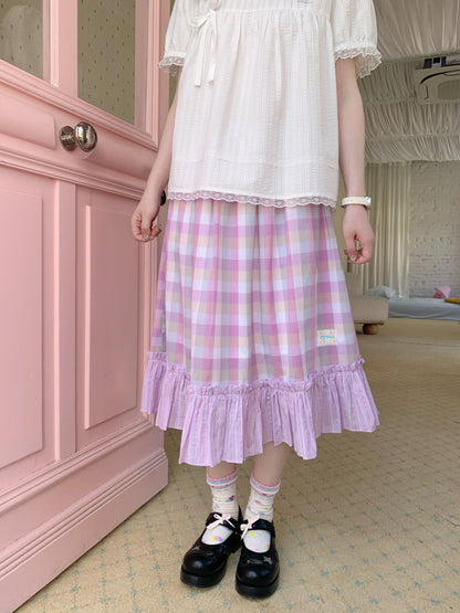 Peach Party - Purple Patchwork A-Line Skirt skirt peach party