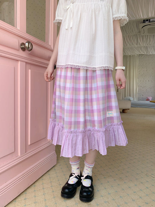 Peach Party - Purple Patchwork A-Line Skirt skirt peach party
