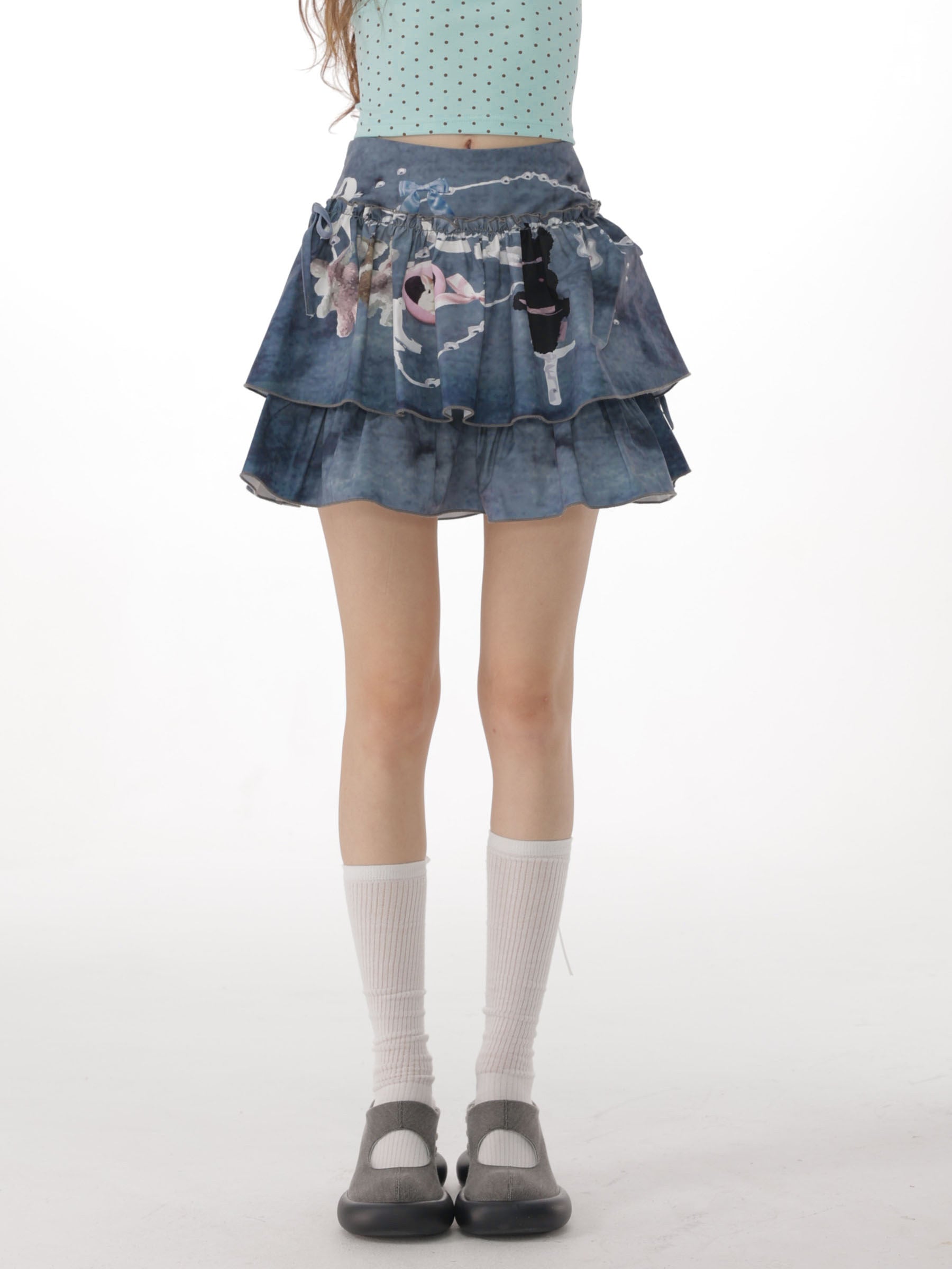 ziziFei - Blue Bunny Chain Mini Skirt skirt ziziFei