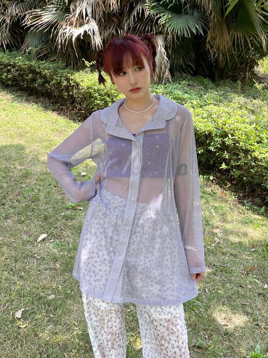 HIBABAO - Sheer Shimmer Sun Shirt shirt HIBABAO