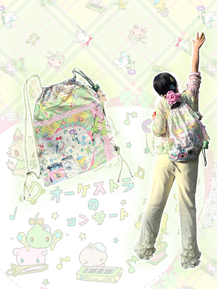 Shishihshop Drawstring Backpack | Harajuku Music Concert ItaBag bag shishihshop