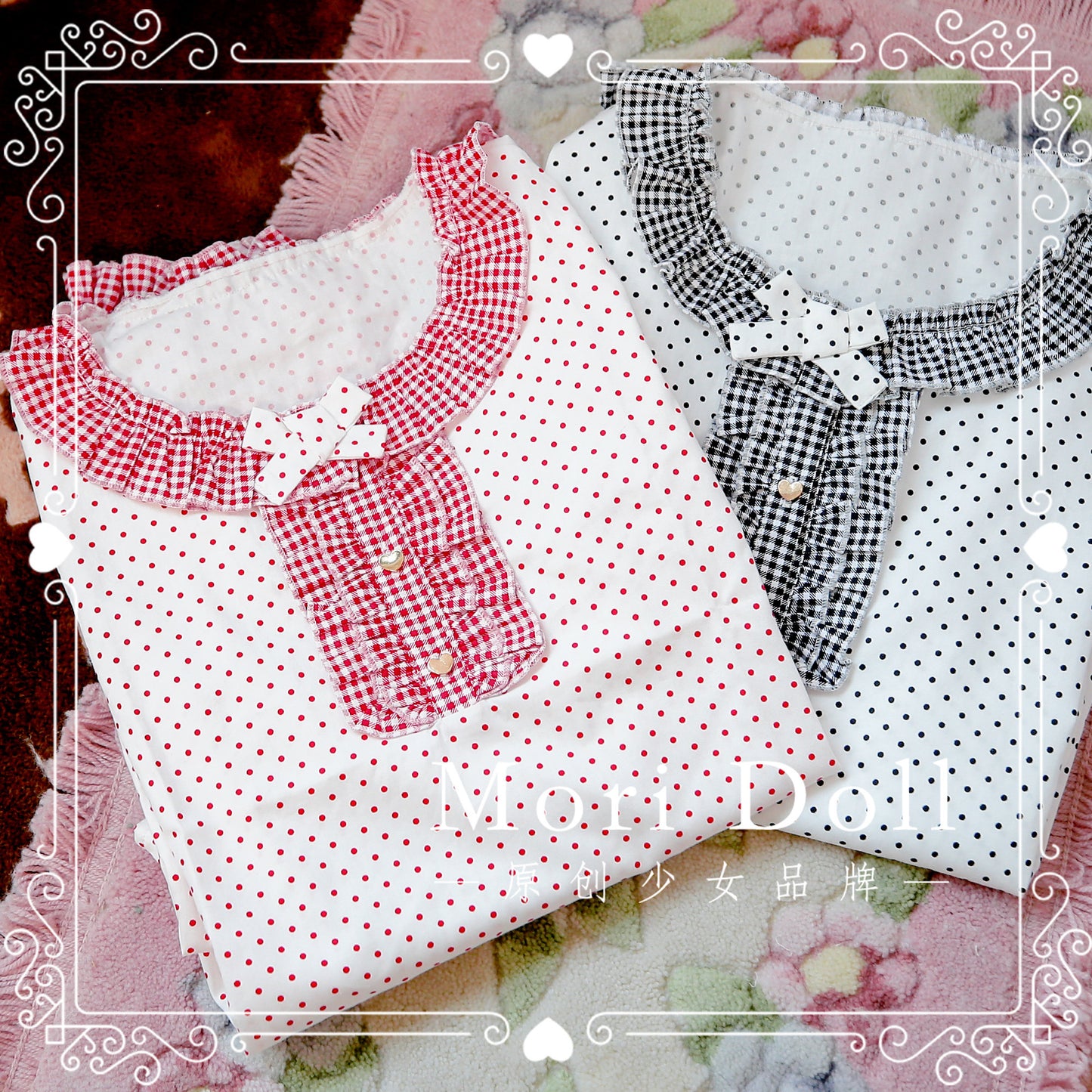 Mori Doll - Polka Dot Balloon Sleeve Cotton Blouse shirt Mori Doll