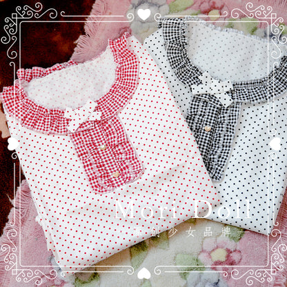 Mori Doll - Polka Dot Balloon Sleeve Cotton Blouse shirt Mori Doll