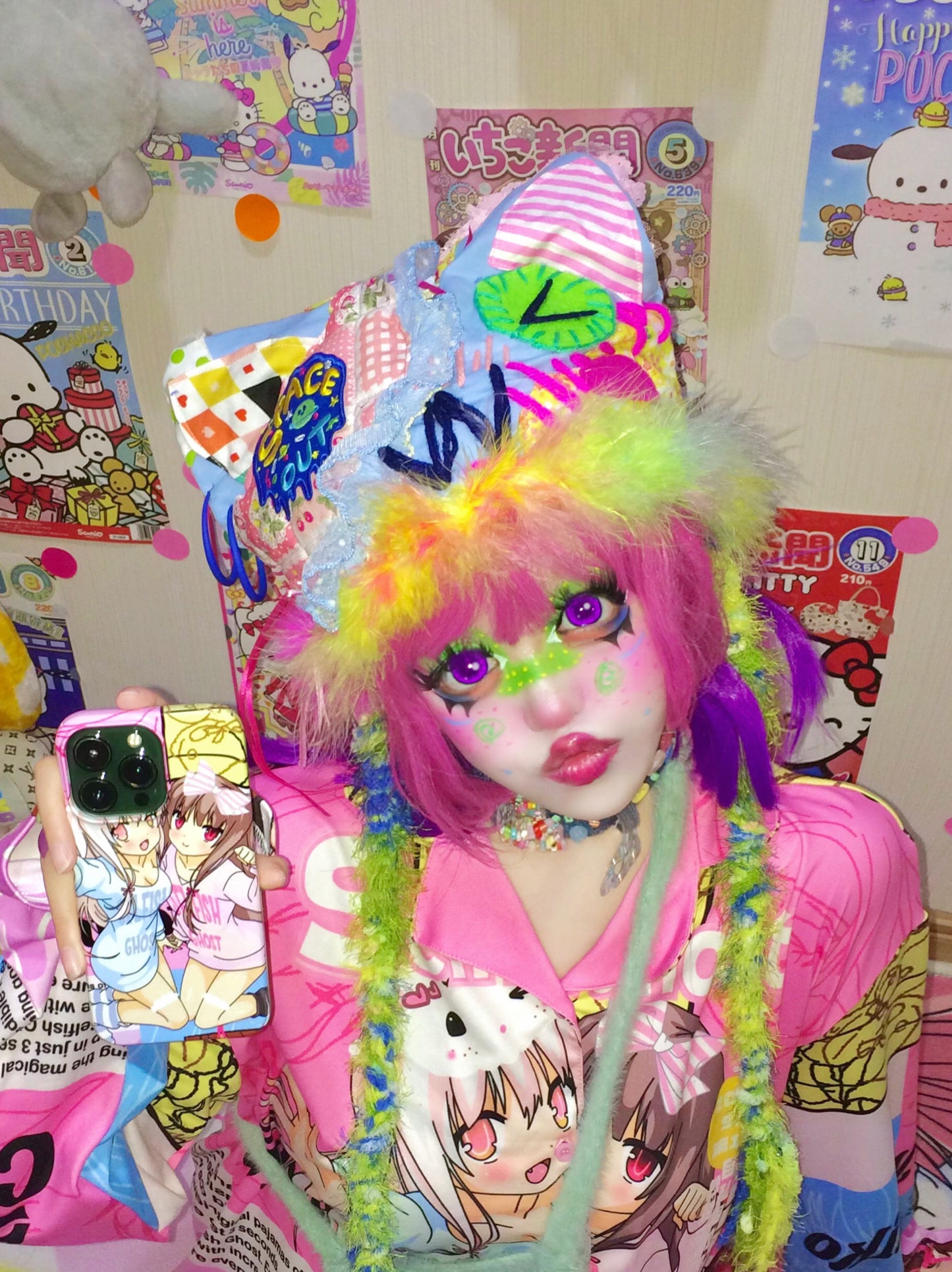 PoPoLand - Decora Kei Patchwork Cat Ear Hat hat PoPoLand