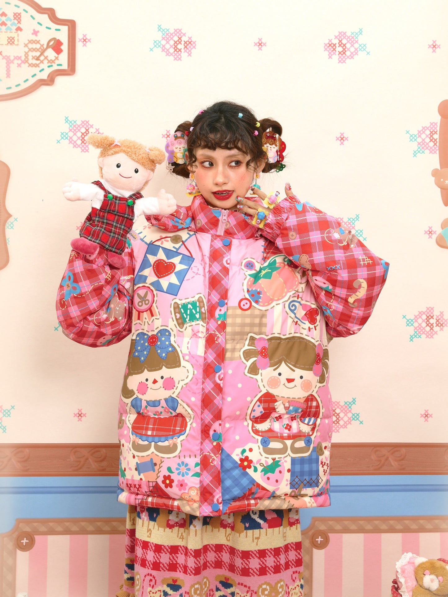 Lutra Jump - Decora Pink Down Hooded Jacket coat Lutra Jump