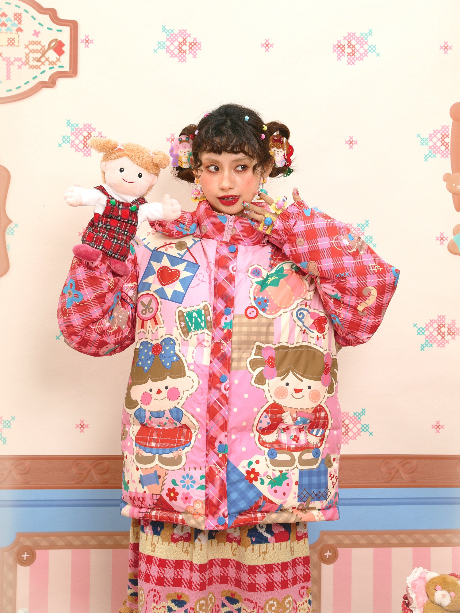 Lutra Jump - Decora Pink Down Hooded Jacket coat Lutra Jump